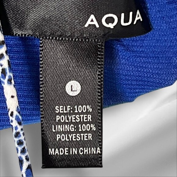 Blue & White Printed Sleeveless Dress By Aqua Size L - Picture 3 of 3